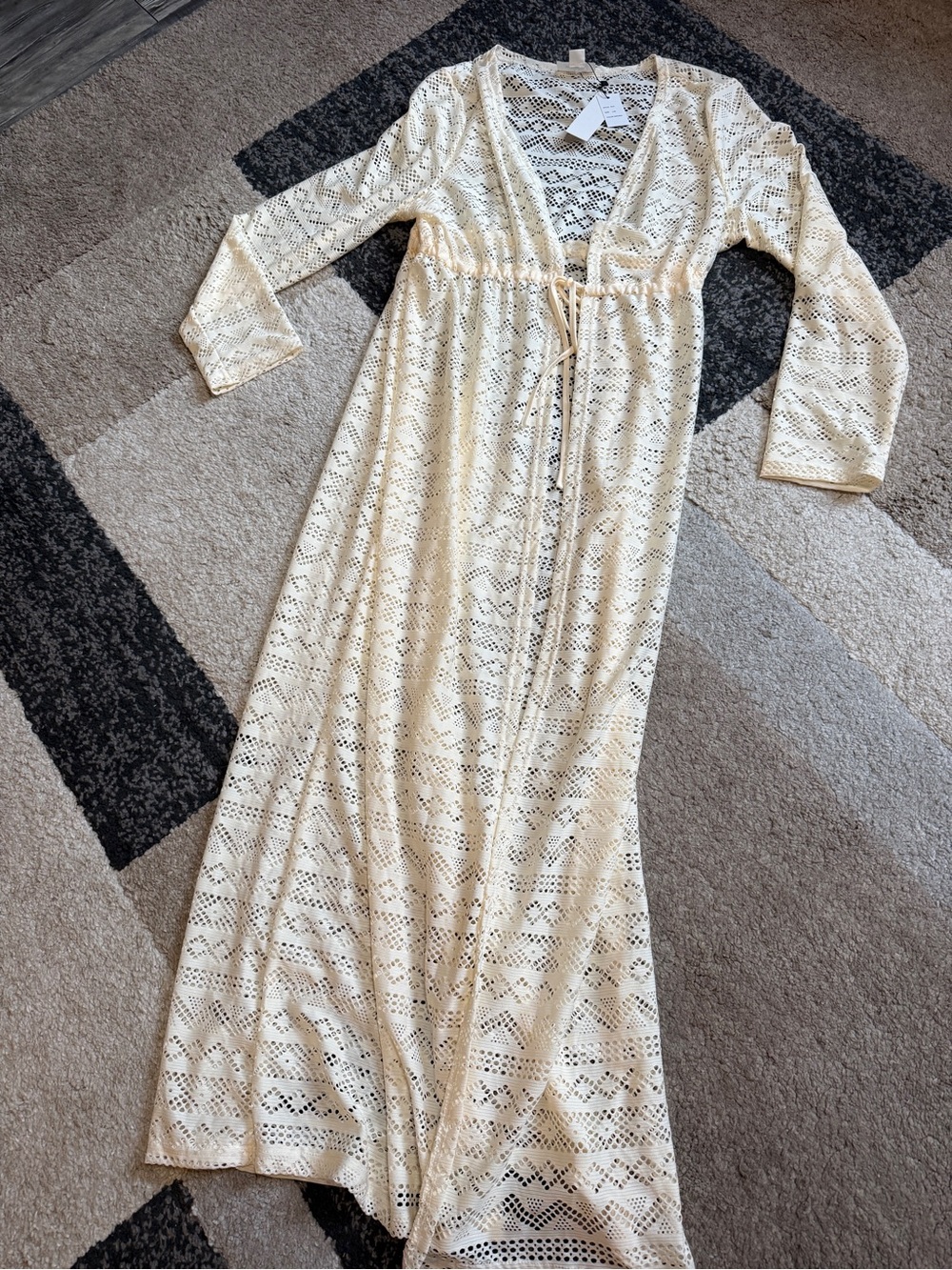 Isla Bonita Maxi Cover-Up Dress in Cream- L/XL